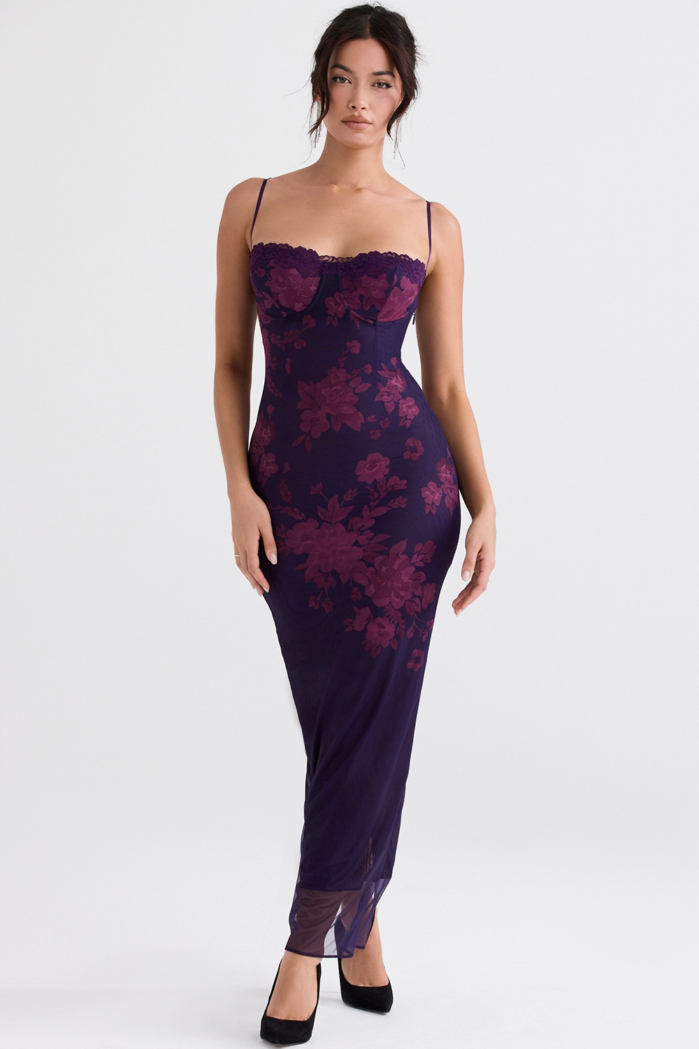 ARIELA MAXI DRESS - GRAPE FLORAL