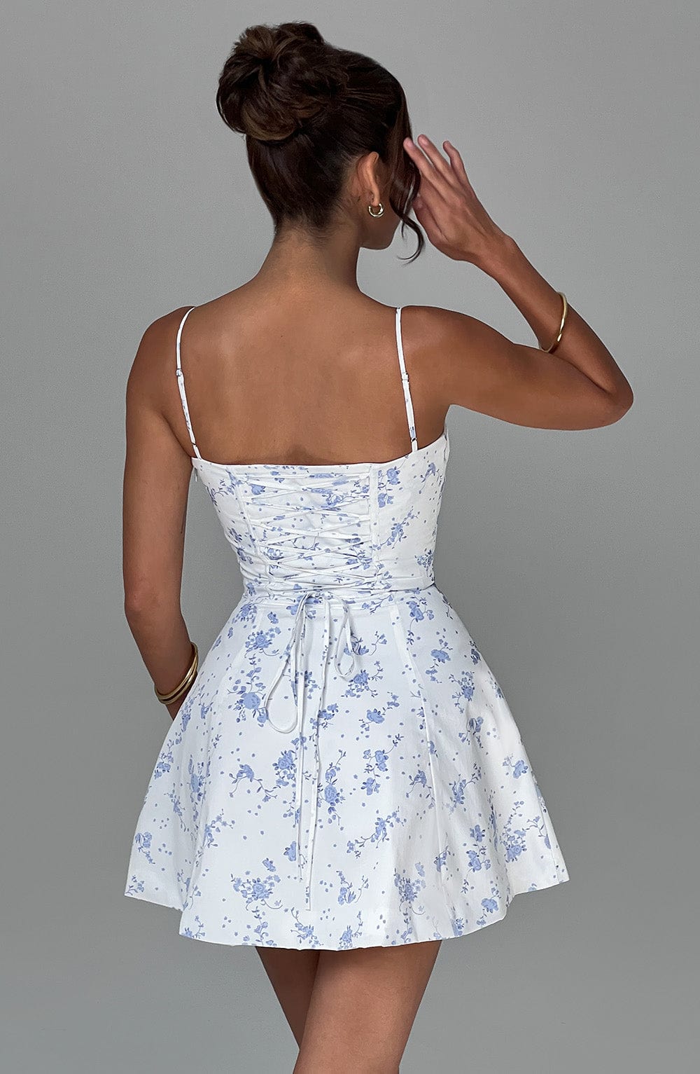 ARABELLA MINI DRESS - Blue Ditsy Print