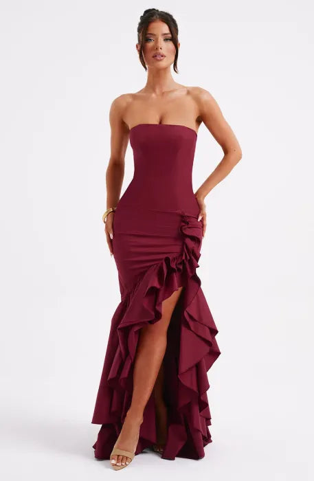 LILITH MAXI DRESS - BURGUNDY