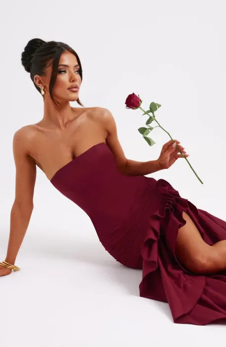 LILITH MAXI DRESS - BURGUNDY